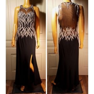 Beaded gown pearls paillettes sequins 3D textured dress